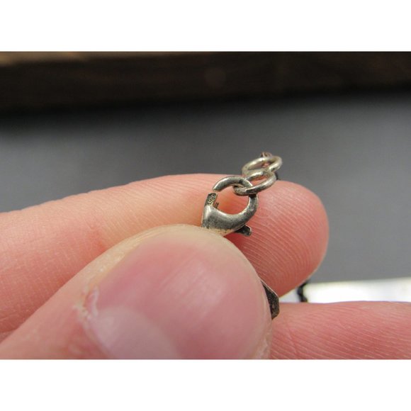 16 Inch Sterling Silver Black Beaded Pear Cubic Zirconia Necklace - Picture 4 of 6